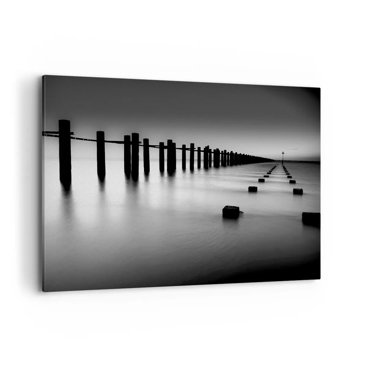 Lærredstryk - Billede på lærred - Grå dales i tågen - 120x80 cm