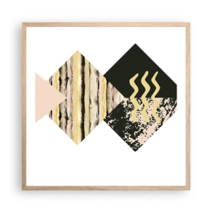 Plakat i ramme af lyst egetræ - Ikke så simpelt - 60x60 cm