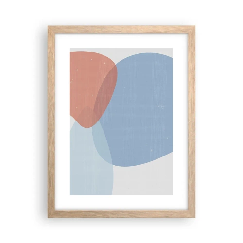 Plakat i ramme af lyst egetræ - Pastelfarvede relationer - 30x40 cm