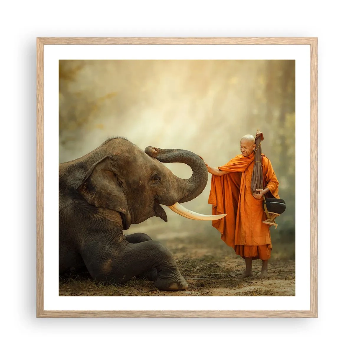 Plakat i ramme af lyst egetræ - Møde på ferien - 60x60 cm