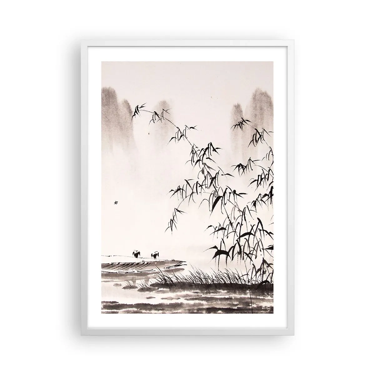 Plakat i hvid ramme - Stilhed i rismarkerne - 50x70 cm