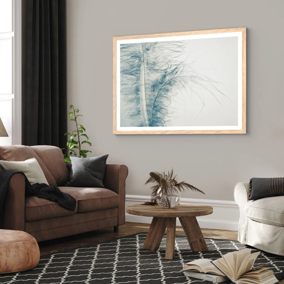 Plakat i ramme af lyst egetræ - Naturens hvisken - 100x70 cm