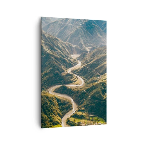 Lærredstryk - Billede på lærred - Direkte fra hjertet af bjergene - 80x120 cm