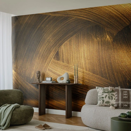 Fototapet Standard Eco - I den gyldne labyrint - Abstraktion, Stykke, Guld - 400x280 cm