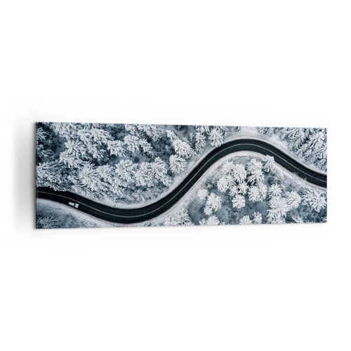 Lærredstryk - Billede på lærred - Gennem en vinterskov - 160x50 cm