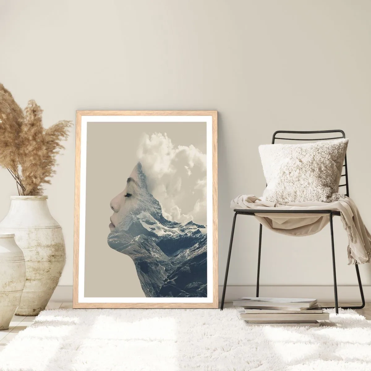 Plakat i ramme af lyst egetræ - Skønheden ved elementerne - 70x100 cm