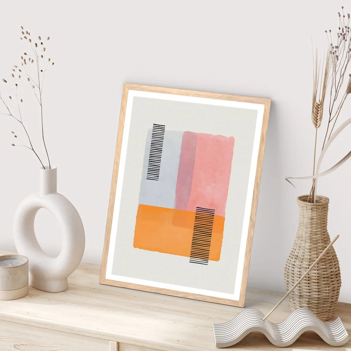 Plakat i ramme af lyst egetræ - Fra hjørne til hjørne - 40x50 cm