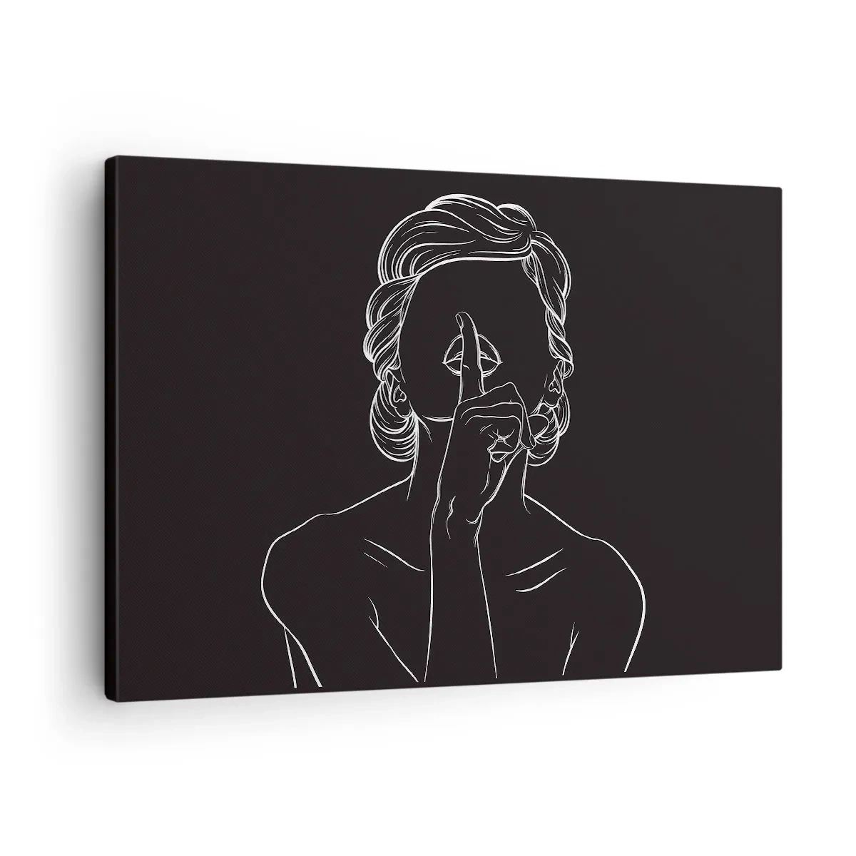 Lærredstryk - Billede på lærred - Minimalistisk silhuet af en kvinde på en sort baggrund - 70x50cm - Skønhed blomstrer i stilhed - Moderne vægdekoration til stue og soveværelse ARTTOR