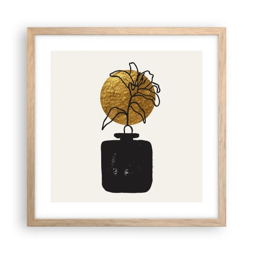 Plakat i ramme af lyst egetræ - Skønhed i balance - 40x40 cm