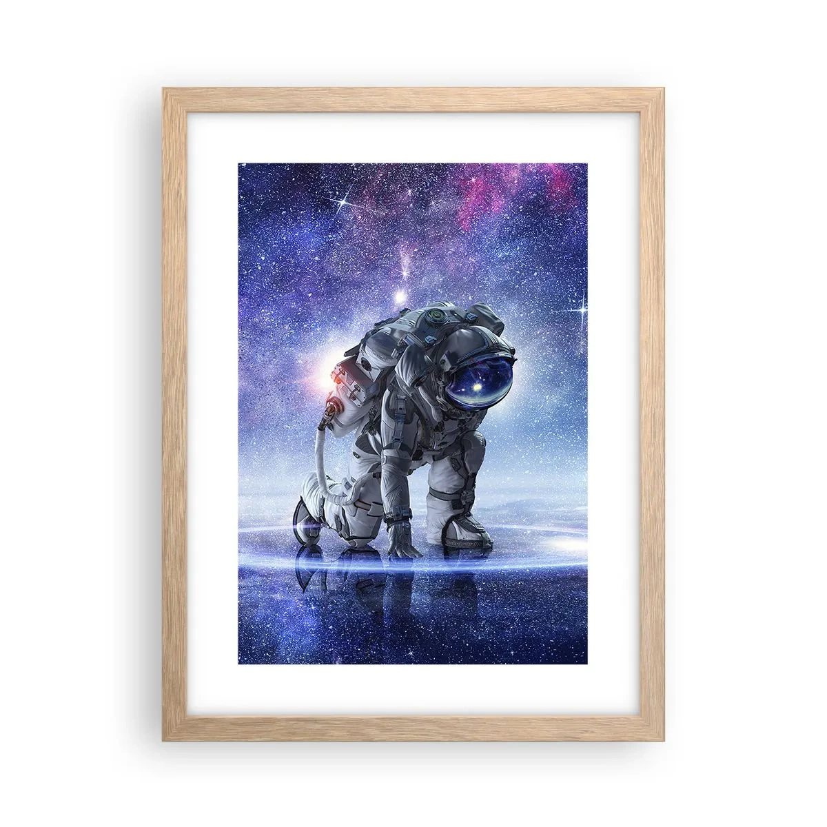 Plakat i ramme af lyst egetræ - Den stjerneklare himmel over mig - 30x40 cm
