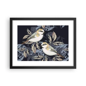 Plakat i sort ramme - Gul-blå espalier - 40x30 cm