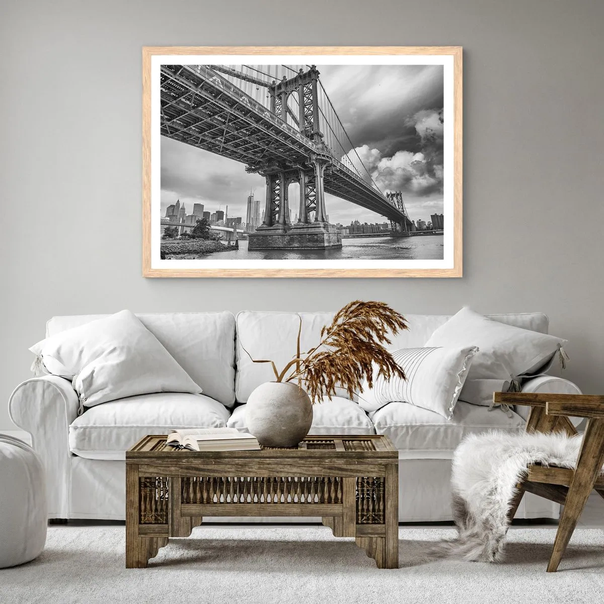 Plakat i ramme af lyst egetræ - Til byens hjerte - 50x40 cm