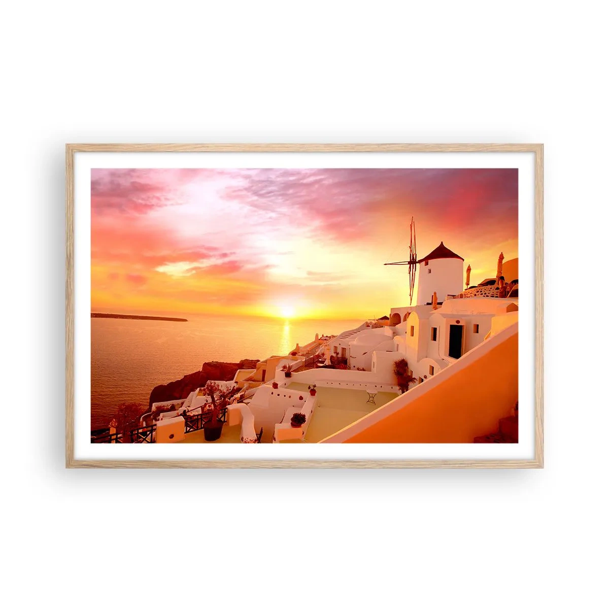 Plakat i ramme af lyst egetræ - Opløses i hvidt og guld - 91x61 cm