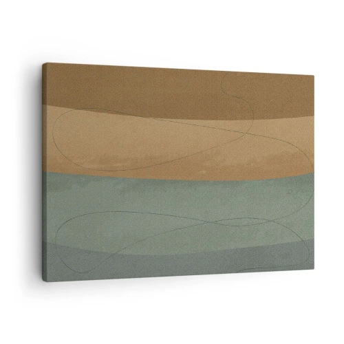 Lærredstryk - Billede på lærred - Abstrakt komposition i naturlige jordfarver - 70x50cm - Vandret sammensætning - Moderne vægdekoration til stue og soveværelse ARTTOR