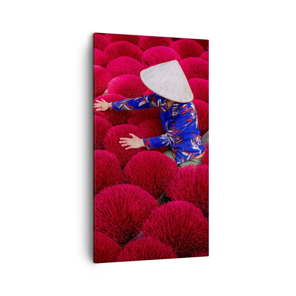 Lærredstryk - Billede på lærred - I en rismark - 45x80 cm