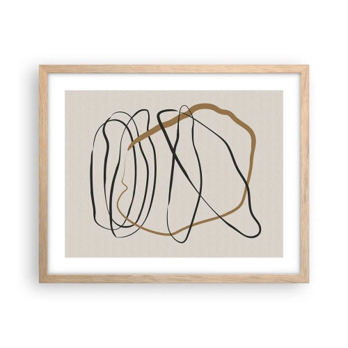 Plakat i ramme af lyst egetræ - Komposition - dans i besiddelse - 50x40 cm