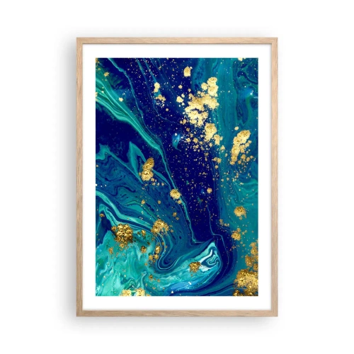 Plakat i ramme af lyst egetræ - Solblade - 50x70 cm