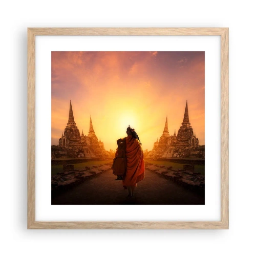 Plakat i ramme af lyst egetræ - I fred for evigt - 40x40 cm