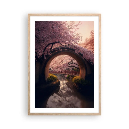 Plakat i ramme af lyst egetræ - Japansk forår - 50x70 cm