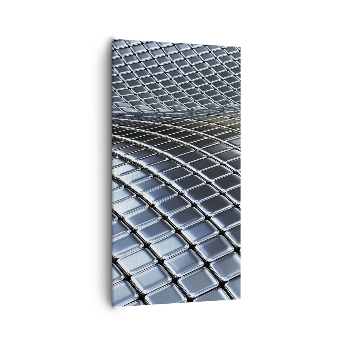 Lærredstryk - Billede på lærred - Bølge i metallisk sølv - 65x120 cm