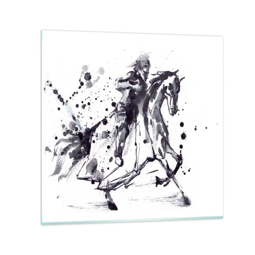 Billede på glas - Sort ridder - 40x40 cm