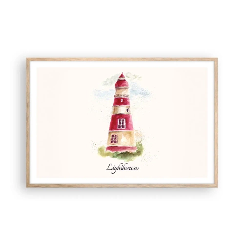 Plakat i ramme af lyst egetræ - Altid vejret omkring - 91x61 cm