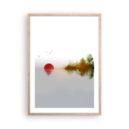 Plakat i ramme af lyst egetræ - Et løfte om fred - 50x70 cm