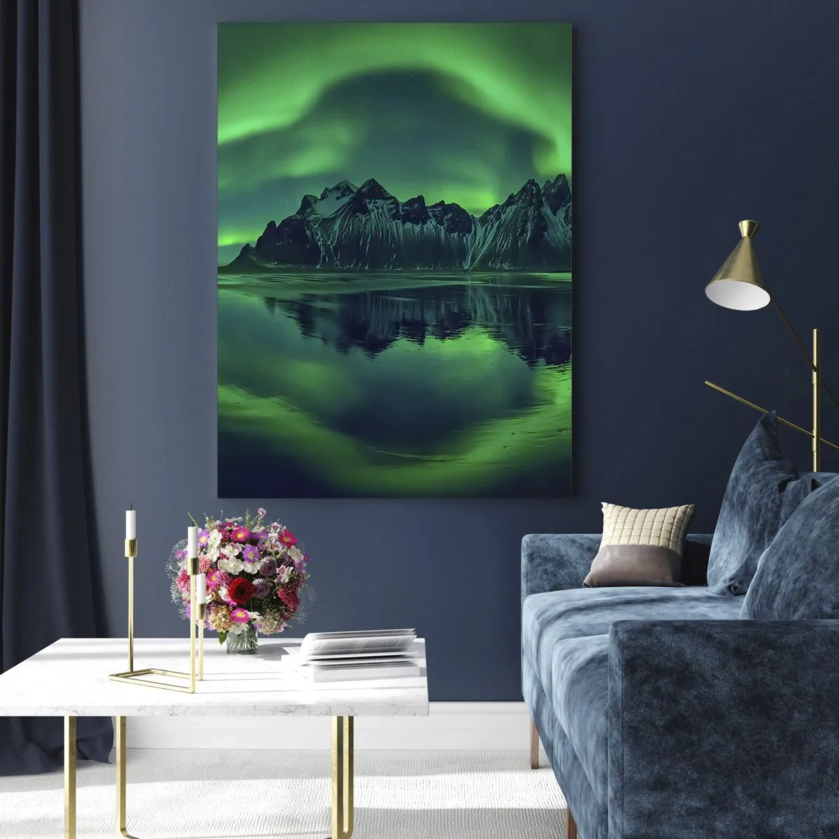 Billede på glas - I auroraens arme - 50x70 cm