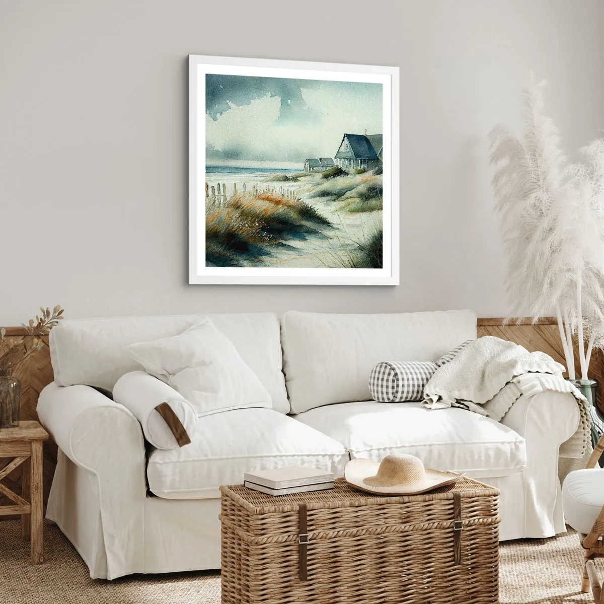 Plakat i hvid ramme - Væk fra trængsel og travlhed - 60x60 cm