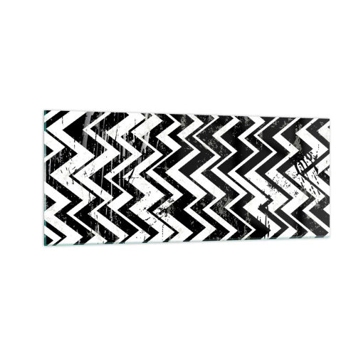 Billede på glas - Zig-hvid, zag-sort - 100x40 cm