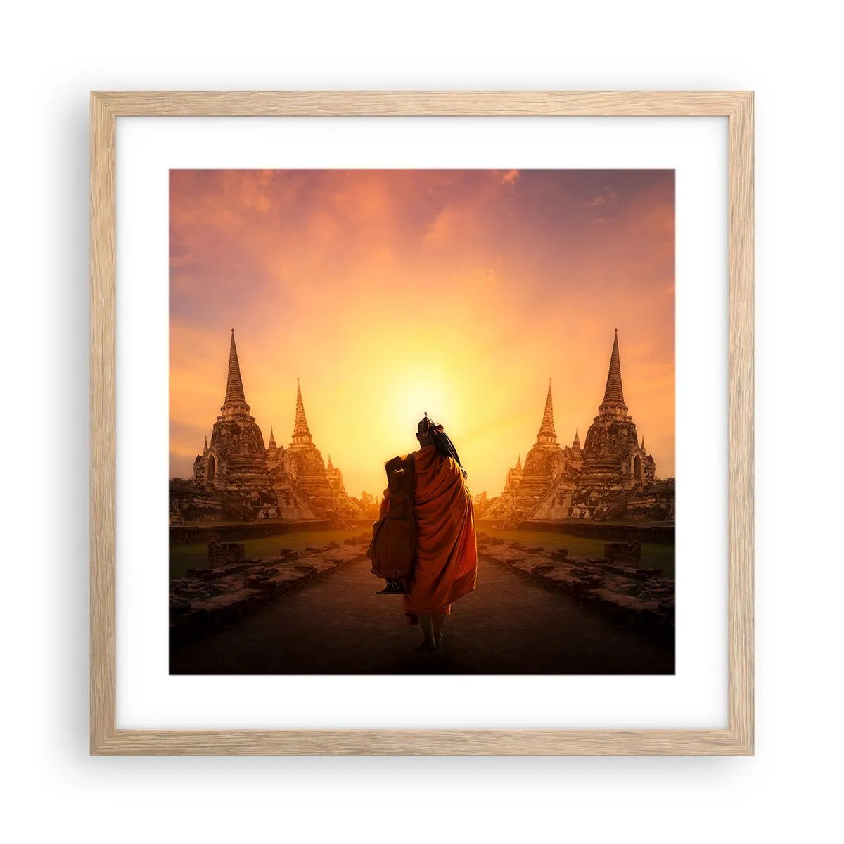 Plakat i ramme af lyst egetræ - I fred for evigt - 40x40 cm