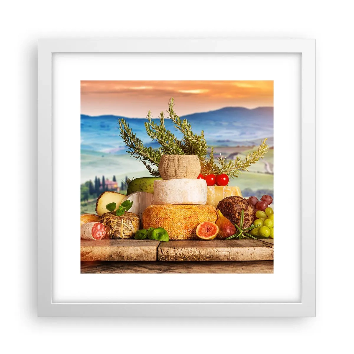 Plakat i hvid ramme - Italiensk livsglæde - 30x30 cm