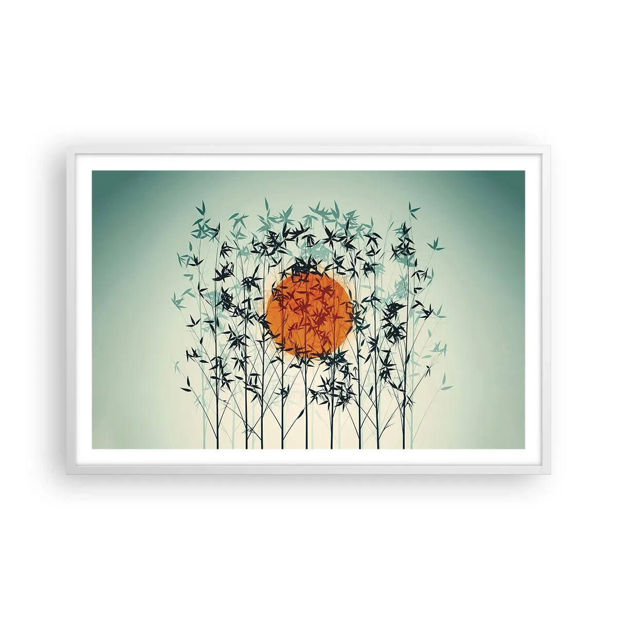 Plakat i hvid ramme - Japansk sol - 91x61 cm