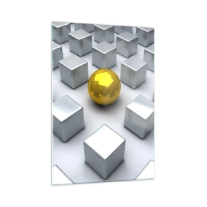 Billede på glas - Hvorfor mig? Geometrisk sammensætning - 50x70 cm