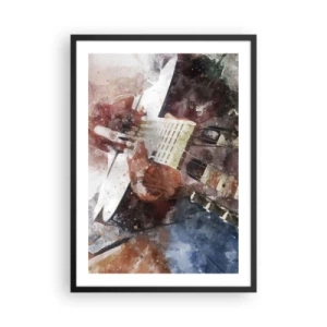 Plakat i sort ramme - Kunstnerisk skildring af en guitar i akvarelstil - 50x70cm - Og hvad synes du? - Moderne vægdekoration til stue og soveværelse ARTTOR