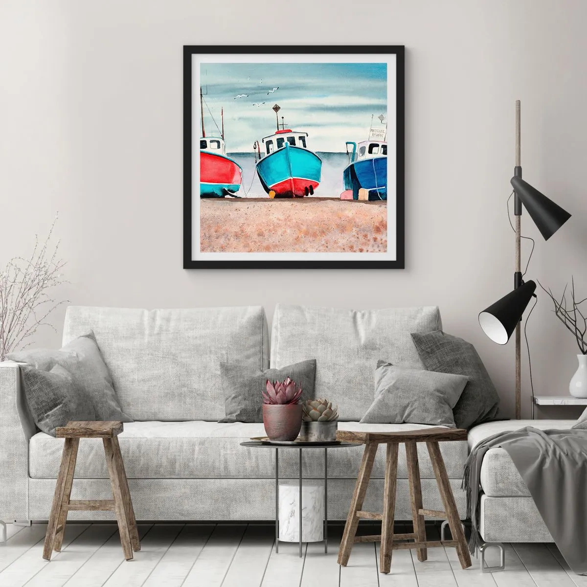 Plakat i sort ramme - Klar til at fange - 60x60 cm