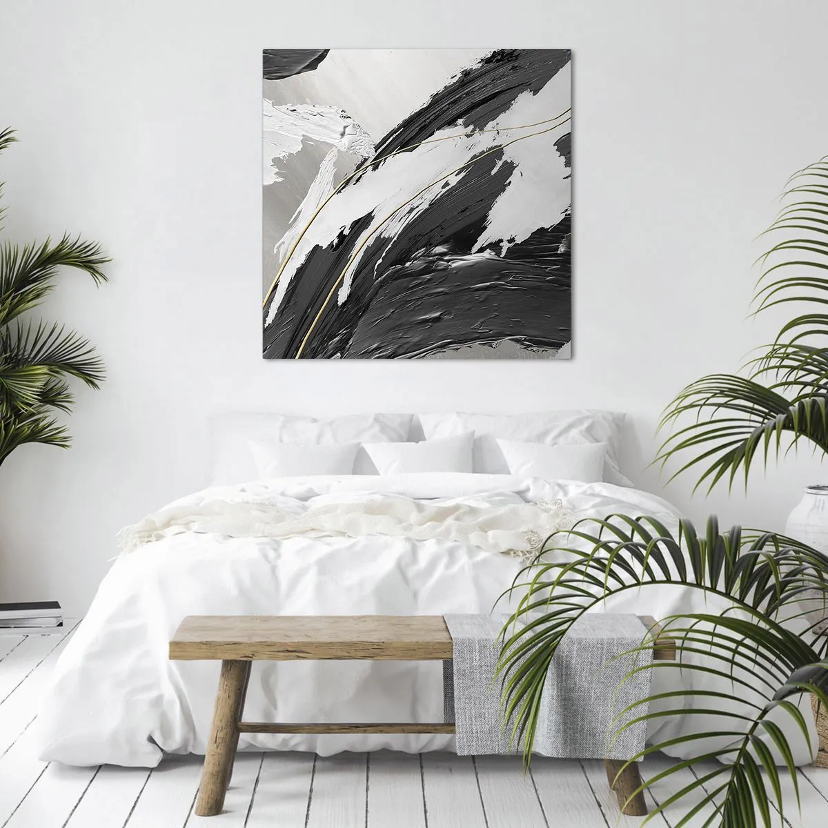 Lærredstryk - Billede på lærred - Abstraktion med flair - 50x50 cm