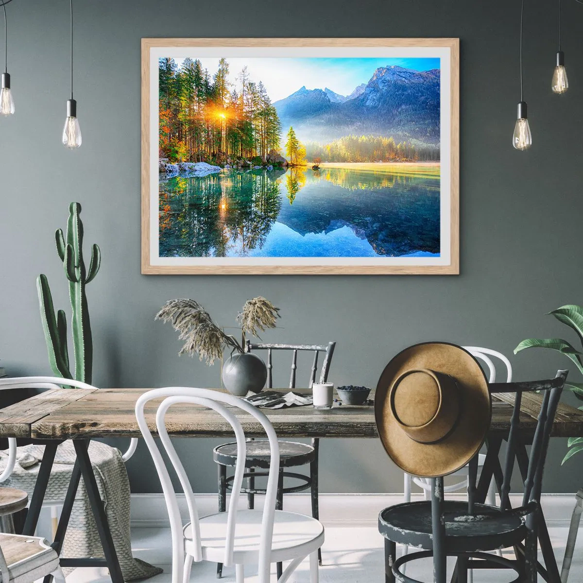 Plakat i ramme af lyst egetræ - Majestæt og sødme - 91x61 cm