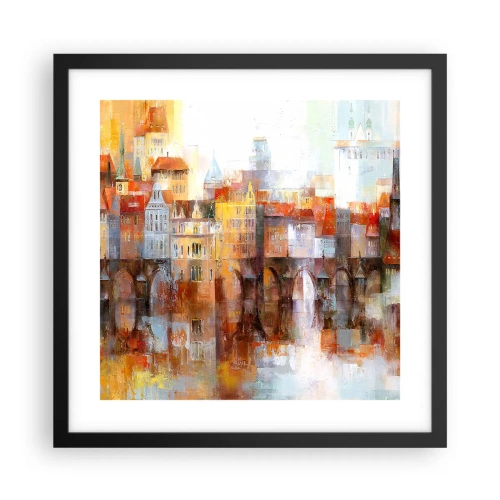 Plakat i sort ramme - Under broen også smuk - 40x40 cm