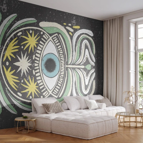 Fototapet Selvklæbende Deluxe Sticker - Stammeritualer - Boho, Øje, Pastel - 250x175 cm