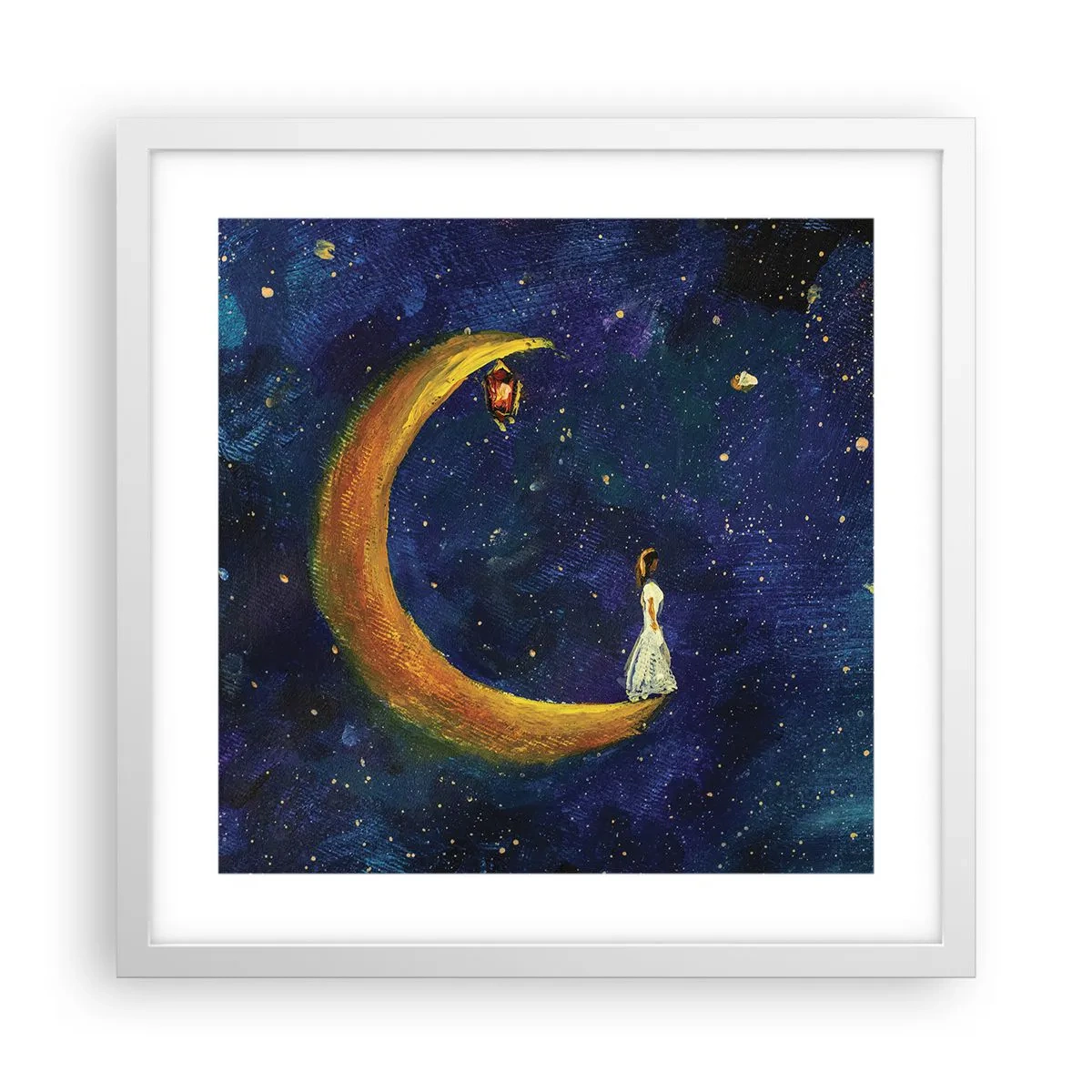 Plakat i hvid ramme - Kald på verden - 40x40 cm