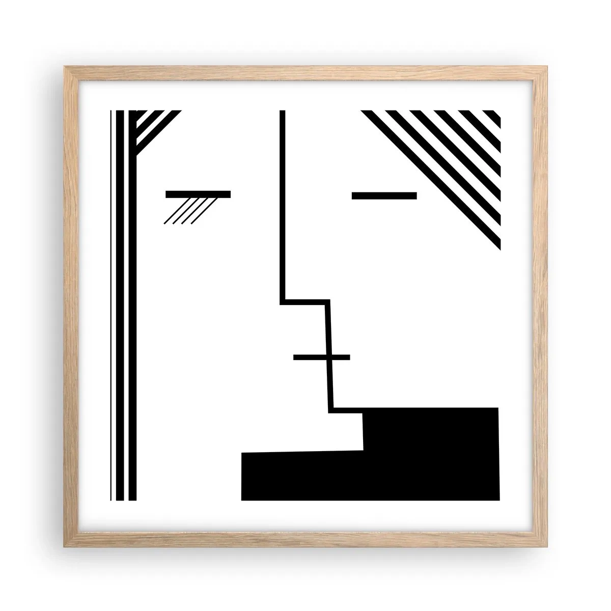 Plakat i ramme af lyst egetræ - Bare et kys - 50x50 cm