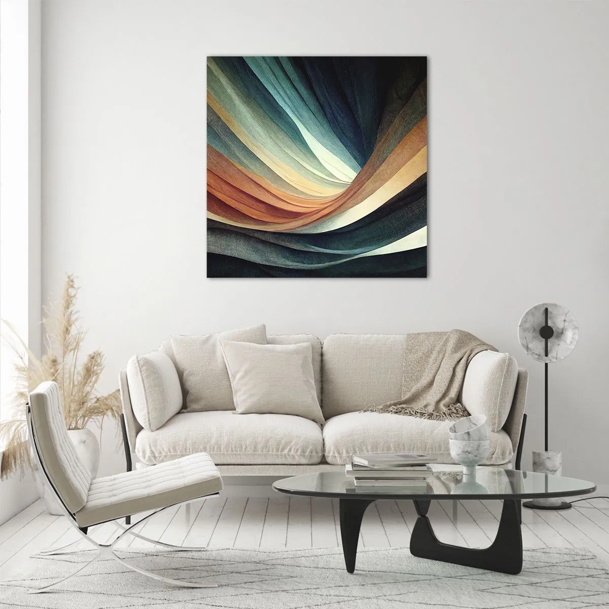 Billede på glas - Vævet af farver - 50x50 cm