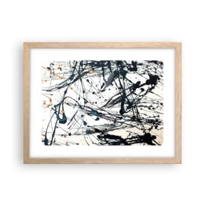 Plakat i ramme af lyst egetræ - Ekspressionistisk abstraktion - 40x30 cm