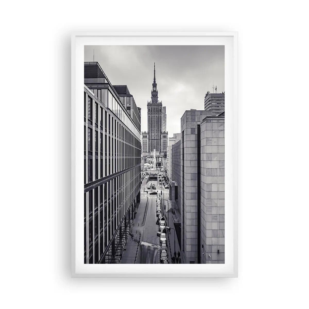 Plakat i hvid ramme - Warszawa dalen - 61x91 cm