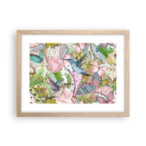 Plakat i ramme af lyst egetræ - Forviklet i vinstokkene - 40x30 cm
