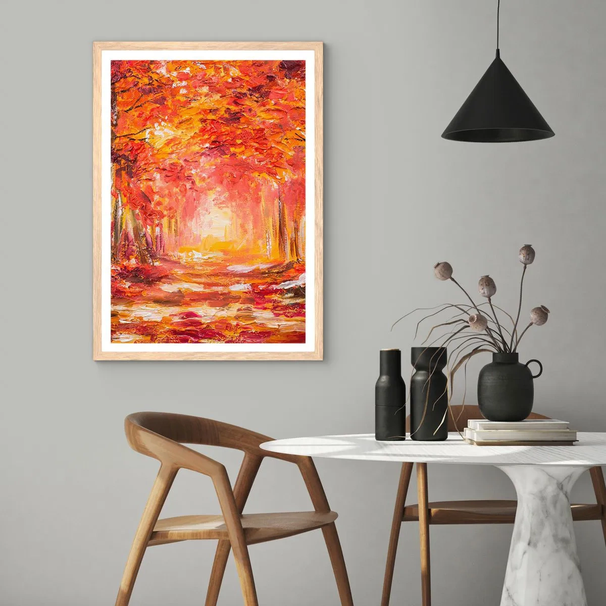 Plakat i ramme af lyst egetræ - Kobberskov - 30x40 cm
