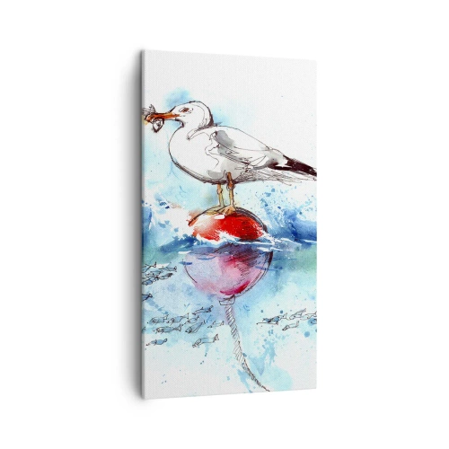 Lærredstryk - Billede på lærred - Succesfuldt fiskeri - 45x80 cm