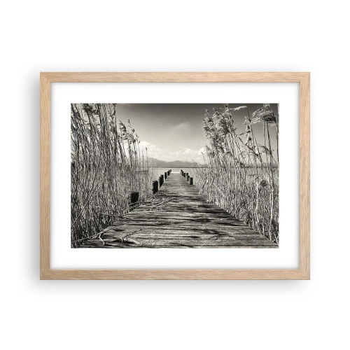 Plakat i ramme af lyst egetræ - I græssernes fred - 40x30 cm