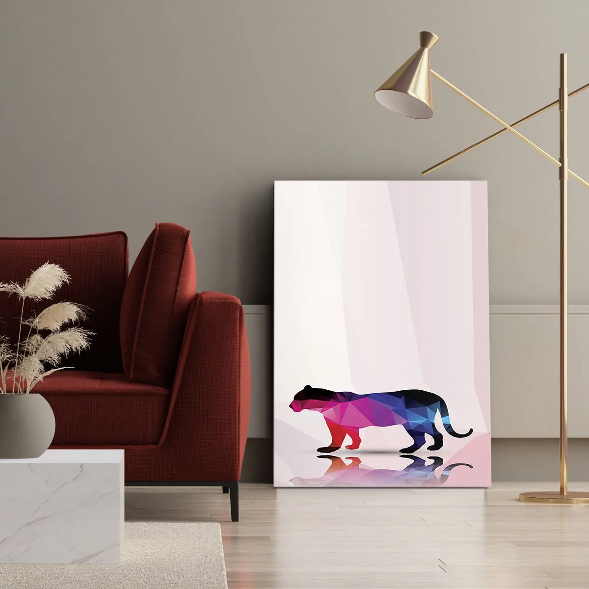 Lærredstryk - Billede på lærred - Diamant panter - 45x80 cm